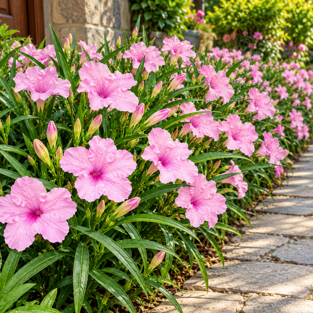 6 Mix Mexican Petunias Live Plants, 4-6 Inc Tall, Ruellia Plant Live
