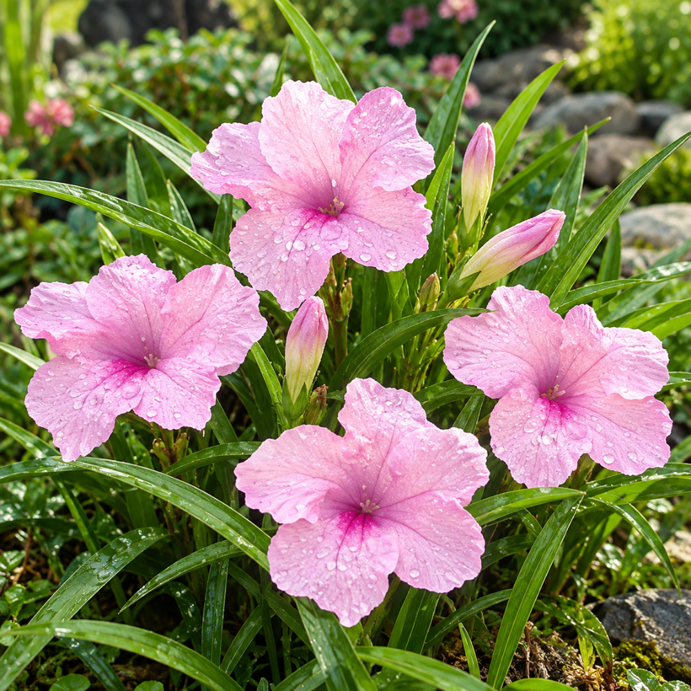 6 Mix Mexican Petunias Live Plants, 4-6 Inc Tall, Ruellia Plant Live