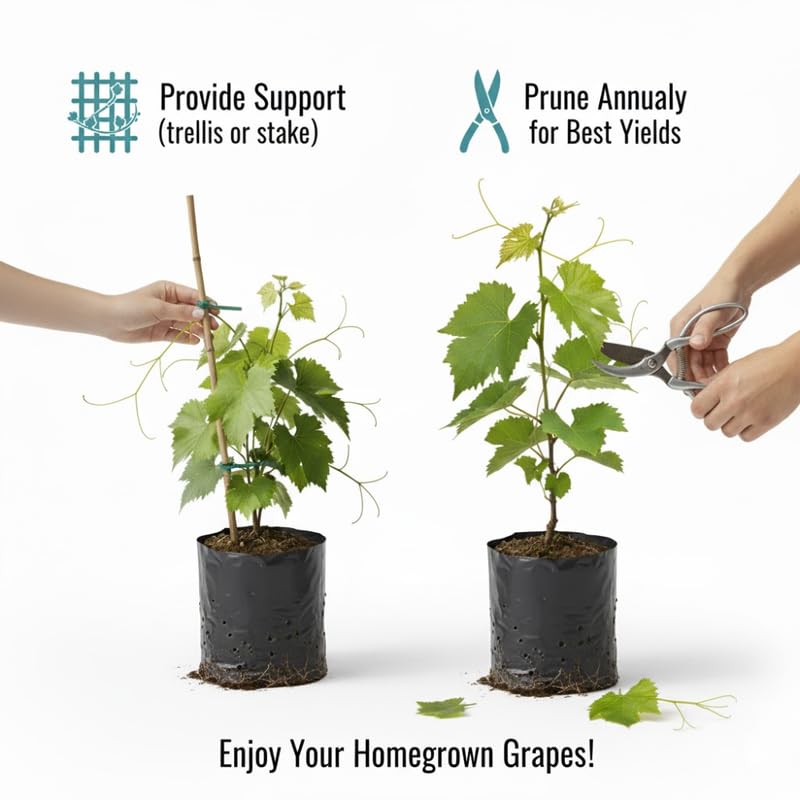 Set of 3 Random Muscadine Grape Plants Live, 4-6" Tall Seedless Grape Vines for Outdoor Planting, Hardy Fruit Plants for Garden and Vineyard