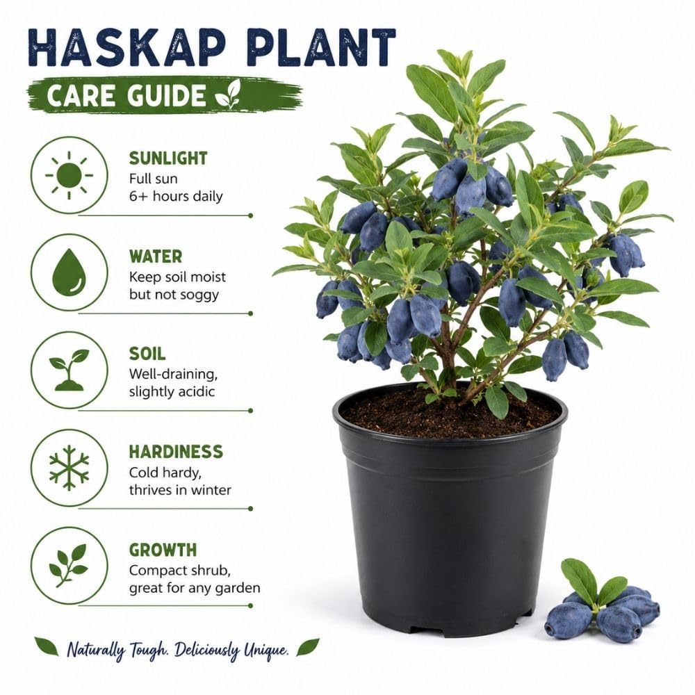 Haskap Bush Plant, Blue Honeyberry Plants, 4-8" Tall Starter Plant in Soil