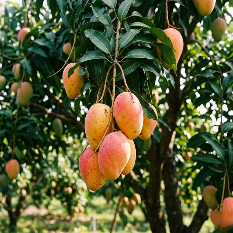 Sweet Mango Tree Live Plant, Tropical Mango Fruit Tree, Fully Rooted in 3 Gallon Pot, 2 to 3 Feet Tall for Outdoor Gardening, No Ship to CA