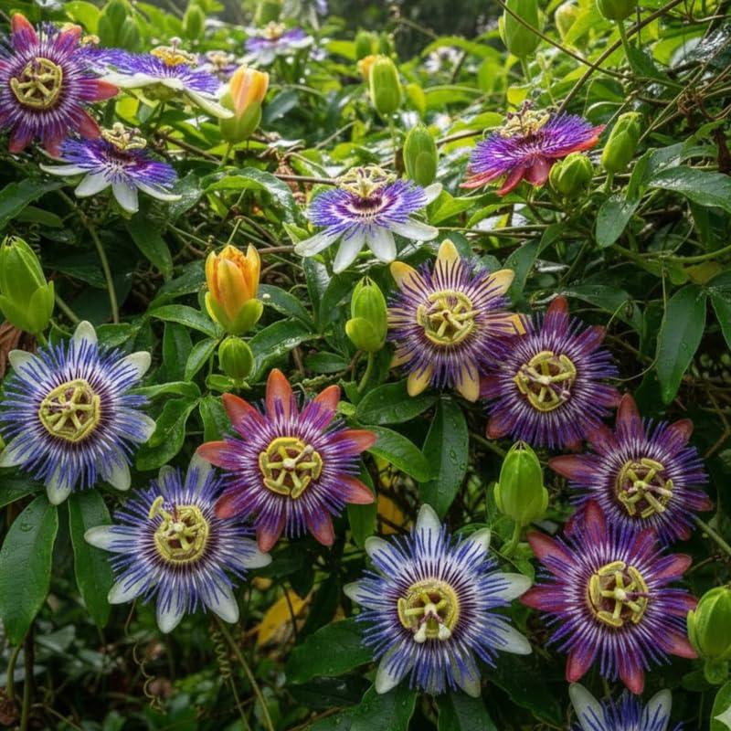 2 Mix Passion Flower Plants, 4-8'' Tall Red Passiflora Plant Vine for Planting, Vibrant Passion Flower Starter Plant for Home Garden and Containers, Well Rooted to Grow