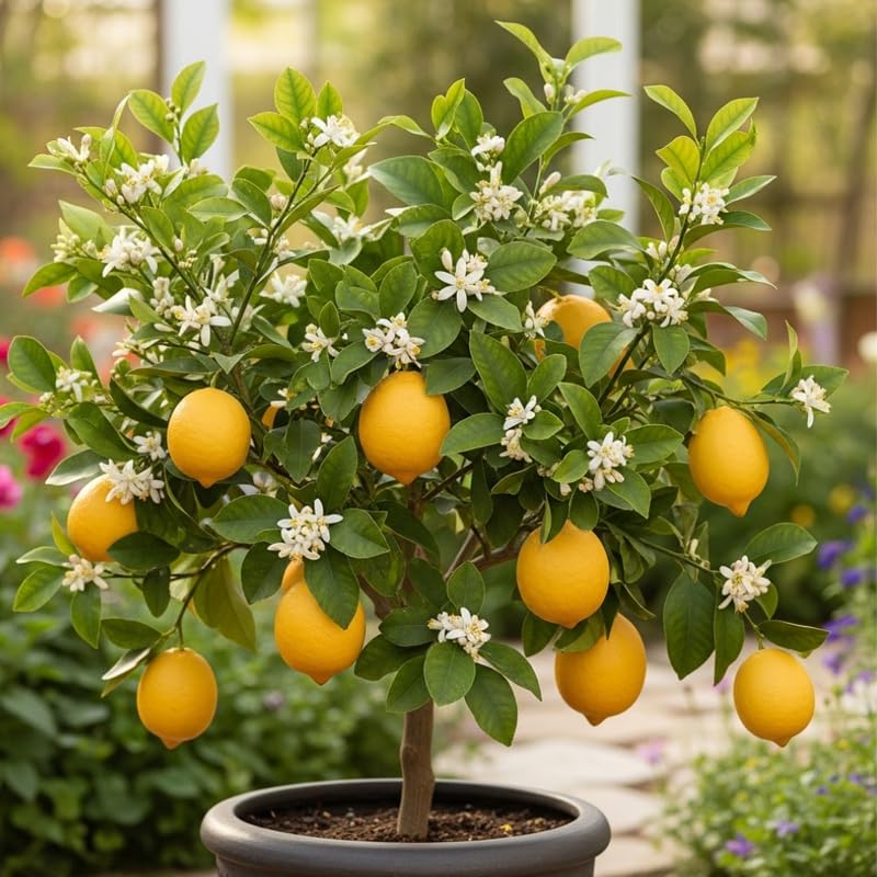 Meyer Lemon Tree Live Plant 2-3 Years Old Already Bearing Fruit, Yellow Lime Tree in 3 Gallon Pot, Cold Hardy and High-yielding