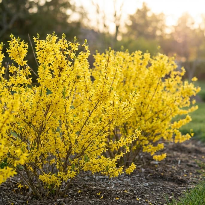 Lynwood Forsythia Plant Live in 4'' Pot, Yellow Forsythia Bushes Live Plants, Container and Garden Planting, Dormant in Winter