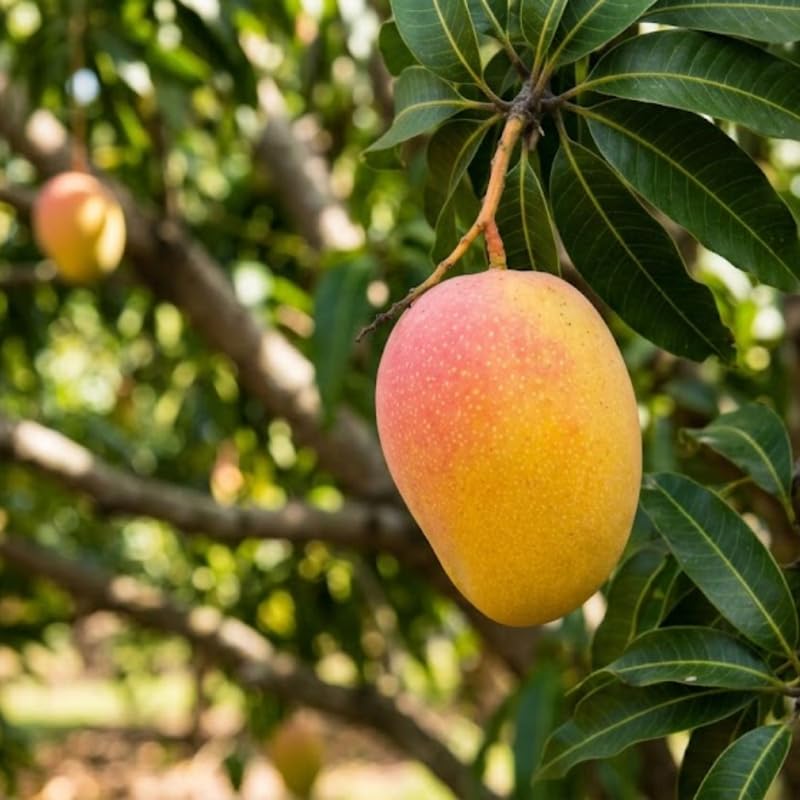 Sweet Yellow Mango Tree Live Plant, Tropical Mango Fruit Tree, Fully Rooted in 3 Gallon Pot, 2 to 3 Feet Tall for Outdoor Gardening, No Ship to CA