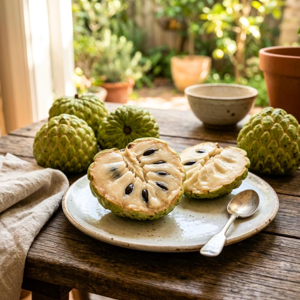 Sugar Apple Tree Live Plant, Sugar Apple Plant, 2-3 Feet Tall, Fragrant Tropical Fruit for Patio and Outdoor Garden, No Ship to CA