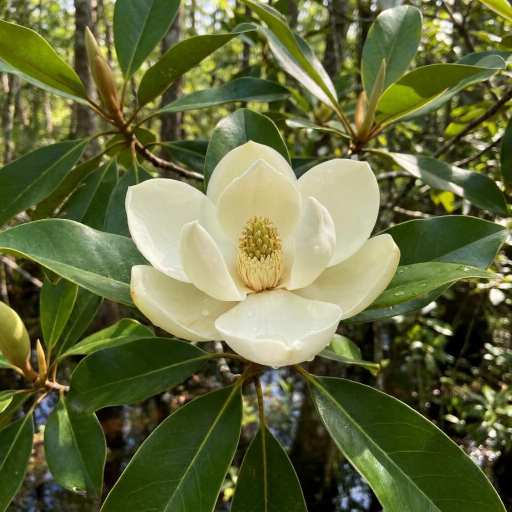 Sweetbay Magnolia Plant Live, Magnolia Trees Live Plants, White Flowering Tree, 2-3 Feet Tall in 3 Gallon Pot for Outdoor Growing, No Ship to CA