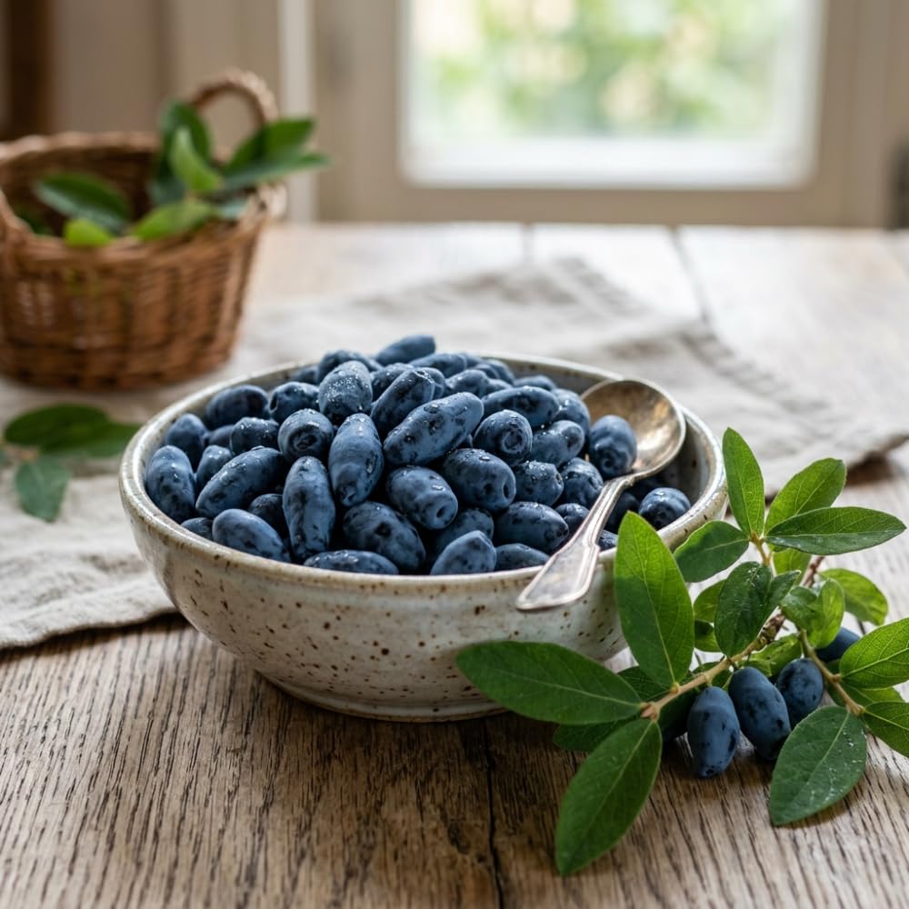 Honeyberry Plant, Haskap Berry Plant, 4-8 Inc Tall, Cold Hardy Honey Berry Plants for Patio and Outdoor Garden, No Pot