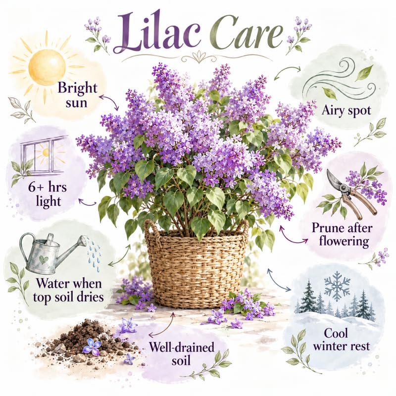 Double Purple Lilac Live Plant, Syringa Flowering Shrub, 14"+ Tall