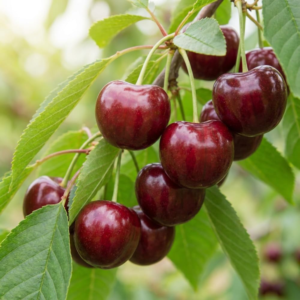 Cherry Live Tree Plant, 3-4 Feet Tall in 3 Gallon Pot, Cherry Trees Live Plants, Sweet Fruit Tree, Cold Hardy for Outdoor Gardening, No Ship to CA (Red Purple)