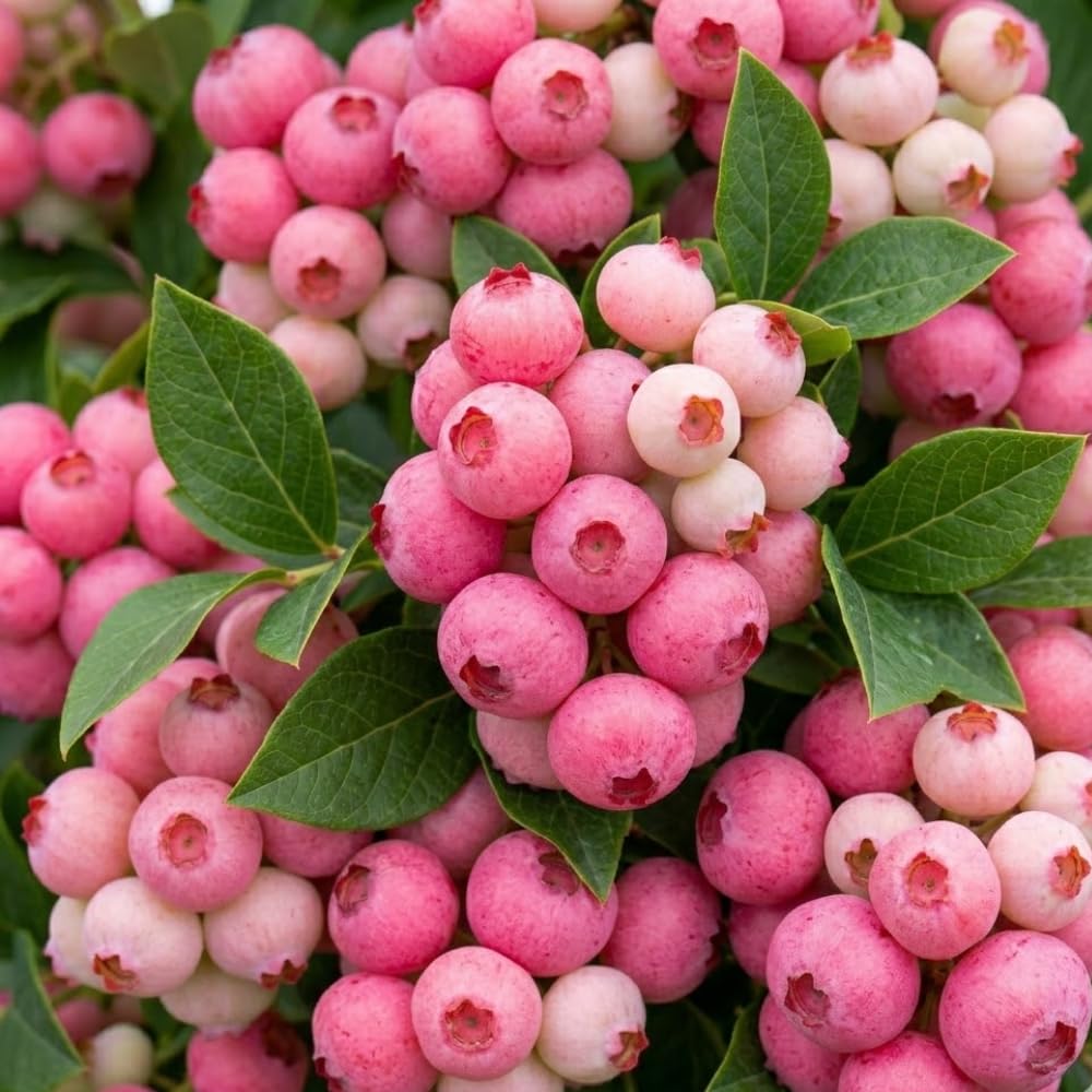 Pink Lemonade Blueberry Live Plant, 1' Tall in 1 Gallon Pot, Pink Fruit Plant, Fully Rooted Blueberry Bush, Sweet Edible Garden Plant, No Ship to CA
