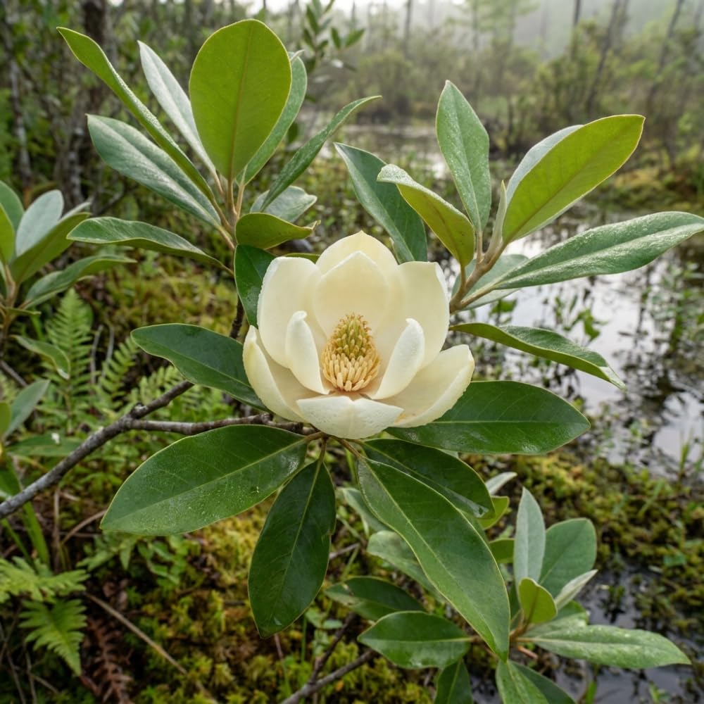 Sweetbay Magnolia Live Plants, Magnolia Tree, 2-3 Feet in Height 3 Gallon Pot, White Blooming Fragrant Tree for Outdoor Planting, No Ship to CA
