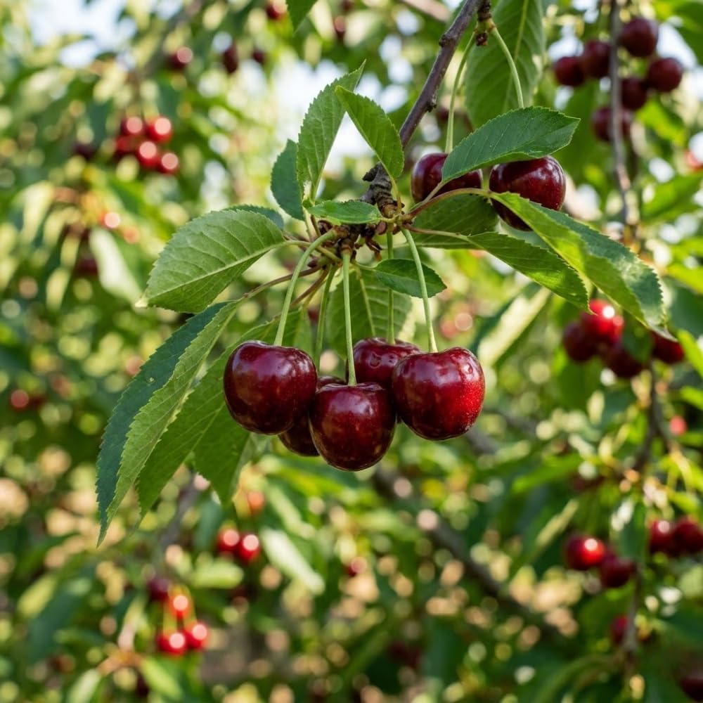 Cherry Live Tree Plant, 3-4 Feet Tall in 3 Gallon Pot, Cherry Trees Live Plants, Sweet Fruit Tree, Cold Hardy for Outdoor Gardening, No Ship to CA (Red Purple)