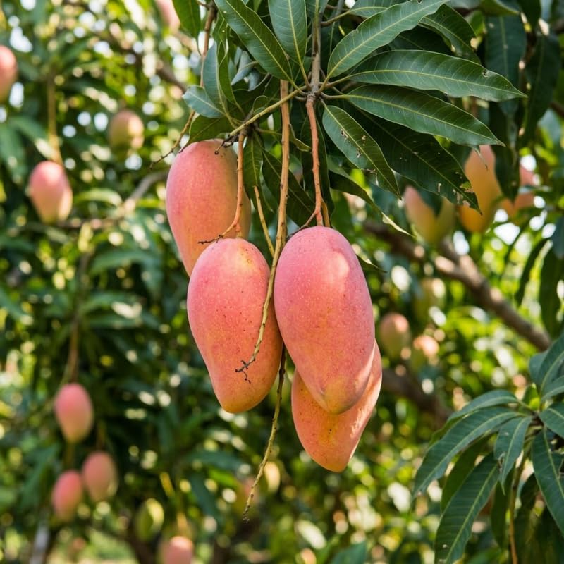 Golden Mango Tree Live Plant, Tropical Mango Fruit Tree, Fully Rooted in 3 Gallon Pot, 2 to 3 Feet Tall for Outdoor Gardening, No Ship to CA