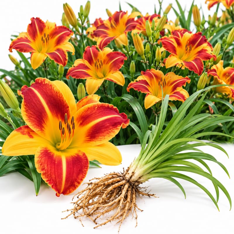1 Daylily Plant Live Bare Root, Orange Yellow Lily Flowers