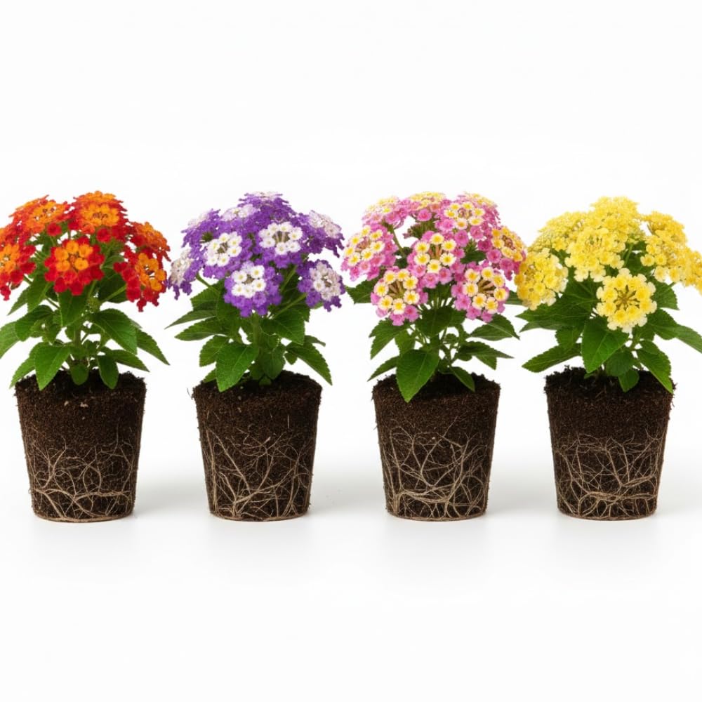 Set 4 Assorted Lantana Plants Live, Lantana Live Plants for Planting, 4 to 6 Inc Tall, Trailing Hanging Basket Plant