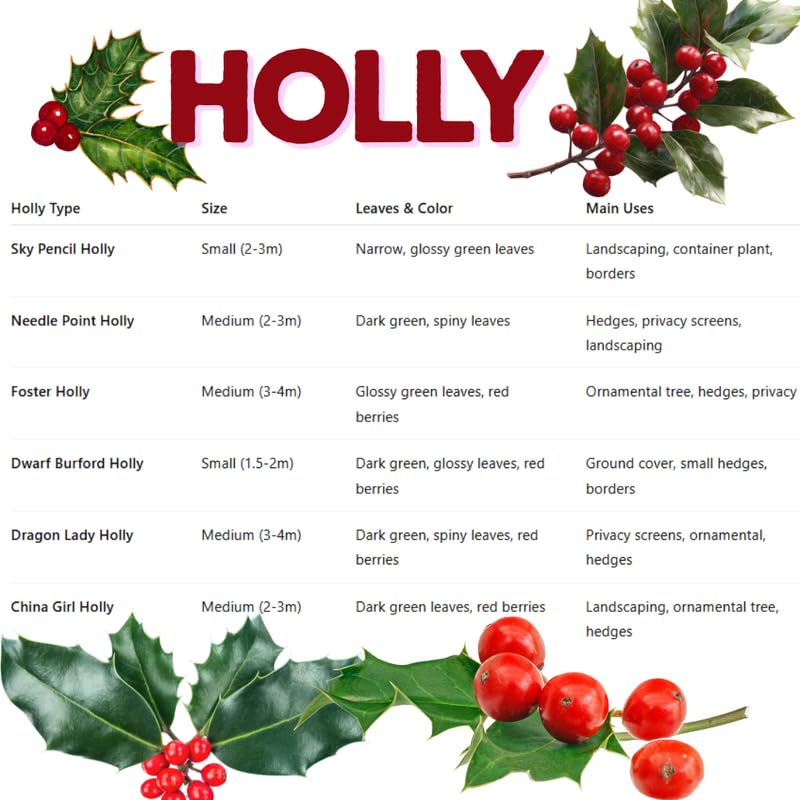 Dwarf Holly Tree Live Plant in Quart Pot, Elegant Plant for Landscapes,Yard, Outdoor Planting, Dormant in Winter, Fast Growing Shrub Hardy