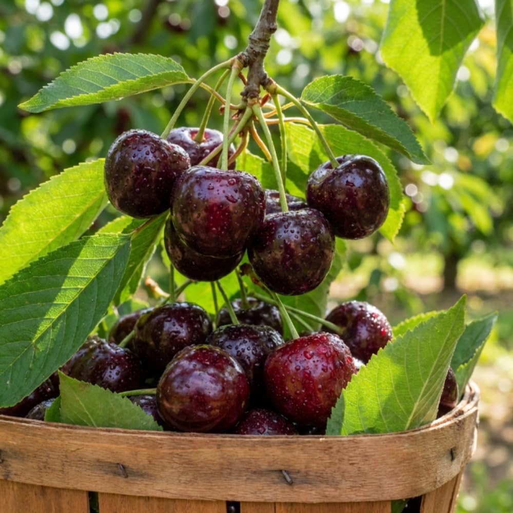 Cherry Trees Live Plants, Cold Hardy and Sweet Cherry Tree in 3 Gallon Pot, 2 to 3 Feet Tall, Cherries Fruit Plant for Outdoor Garden, No Ship to CA (Black)