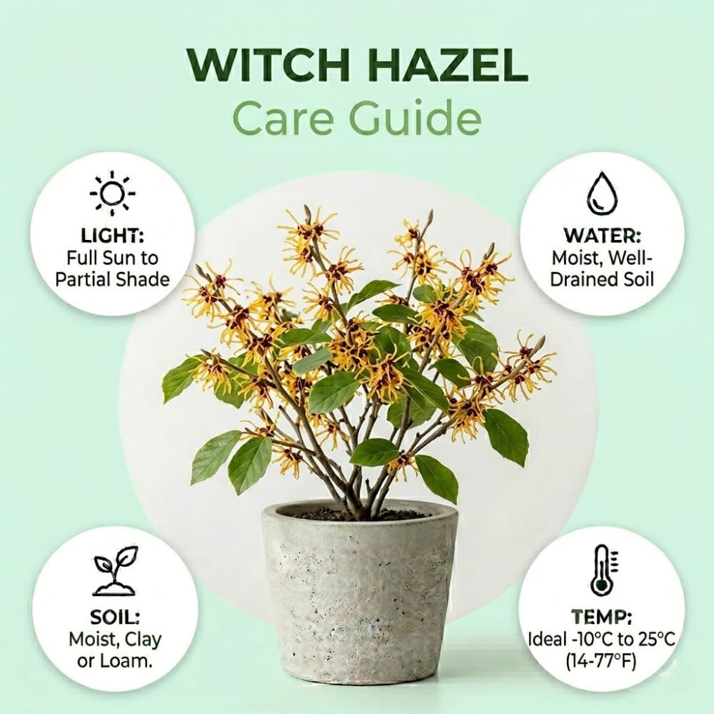 Witch Hazel Plant, Hazel Tree, 2-3 Feet Tall, Cold Hardy Flowering Shrub, Fragrant Winter Flowers for Garden