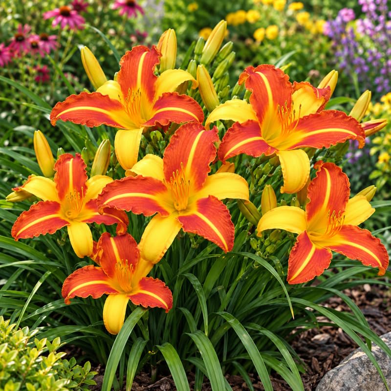 1 Daylily Plant Live Bare Root, Orange Yellow Lily Flowers