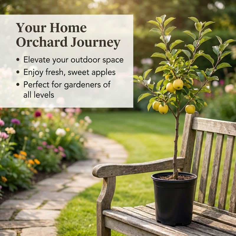 Live Yellow Delicious Apple Tree 3 Feet Tall, Fruit Apple Tree Plant for Outdoor Garden in 5 Gallon Pot, Sweet Apples for Backyard Orchard, Patio Container or Home Garden, No Ship to CA