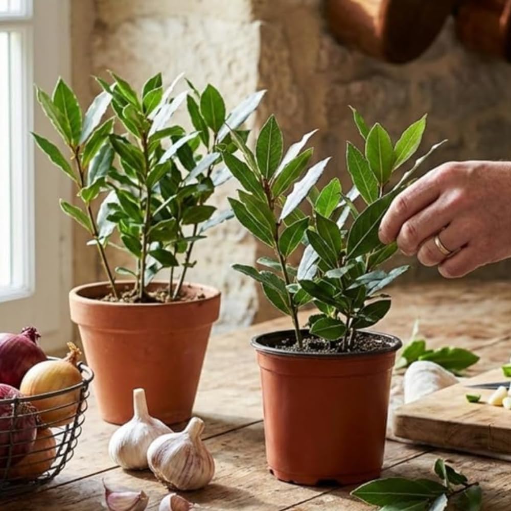 Bay Leaf Plant Live, 4-8" Tall, Laurus Nobilis Herb Plant, Fragrant Bay Laurel Tree for Outdoor Planting