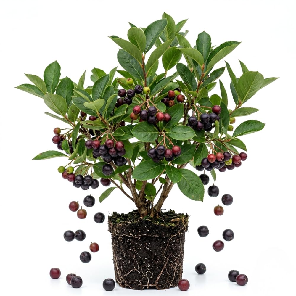 Black Chokeberry Live Plant, Aronia Berry Plant, 5-8 Inch Tall