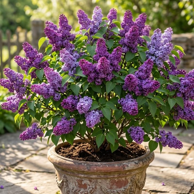 Dark Purple Lilac Live Plant, Syringa Flowering Shrub, 6"+ Tall