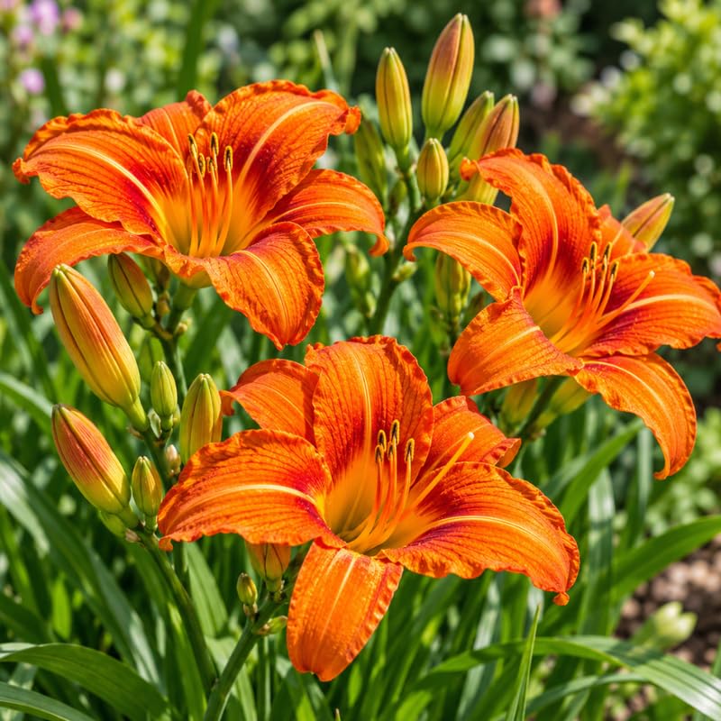 6 Orange Daylily Live Plants, Perennial Lily Flowers