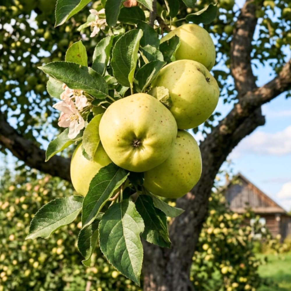 Green Yellow Apple Tree Live Plant, Edible Fruit Tree, 6-10 Inch Tall
