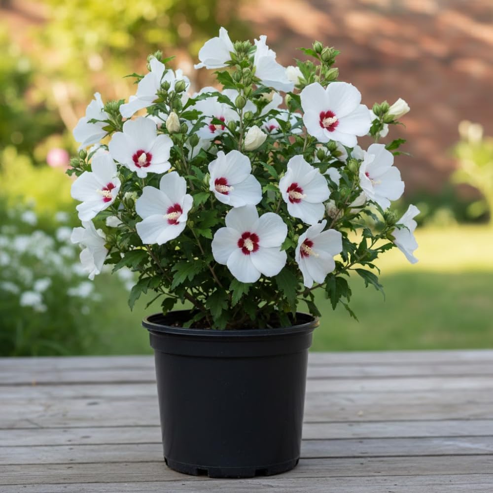 Rose of Sharon Plant Live, Rose of Sharon Tree Live Plant, Well Rooted Red and White Flowering Althea Plants, Hibiscus Shrub for Outdoor Planting, 1.5 to 2.5 Feet Tall