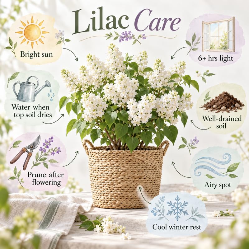 White Lilac Live Plant, Fragrant Flowering Shrub, 8-12" Tall