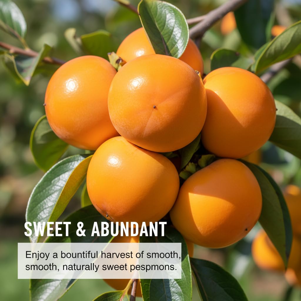 Sweet Persimmon Tree Live Plant 3-4 Feet Tall, Persimmon Fruit Plants Live 3 Gallon Pot, Well Rooted Perennial Fruit Tree, No Ship to CA