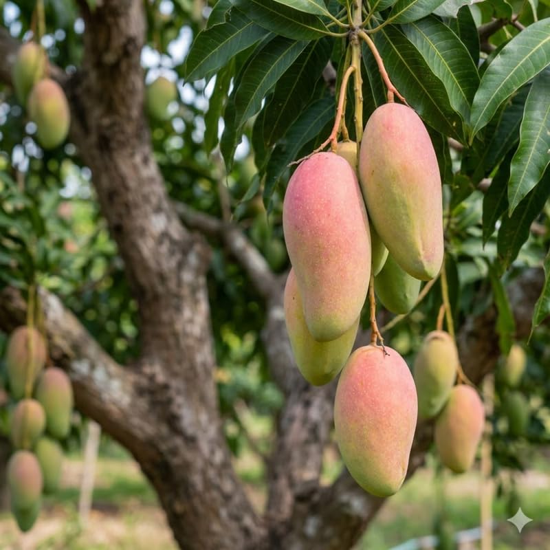 Golden Mango Tree Live Plant, Tropical Mango Fruit Tree, Fully Rooted in 3 Gallon Pot, 2 to 3 Feet Tall for Outdoor Gardening, No Ship to CA