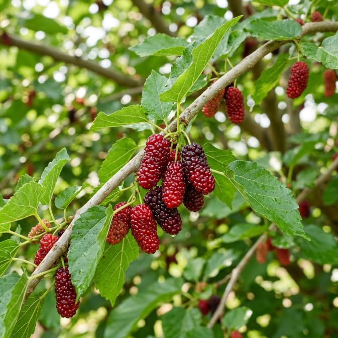 Red Mulberry Tree Live Plant, Well-Rooted Fruit Tree, 4-8 Inch Tall