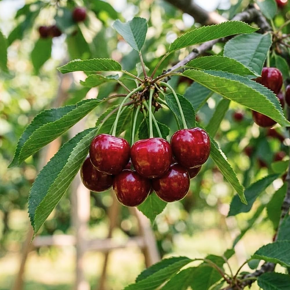 Cherry Live Tree Plant, 3-4 Feet Tall in 3 Gallon Pot, Cherry Trees Live Plants, Sweet Fruit Tree, Cold Hardy for Outdoor Gardening, No Ship to CA (Red Purple)