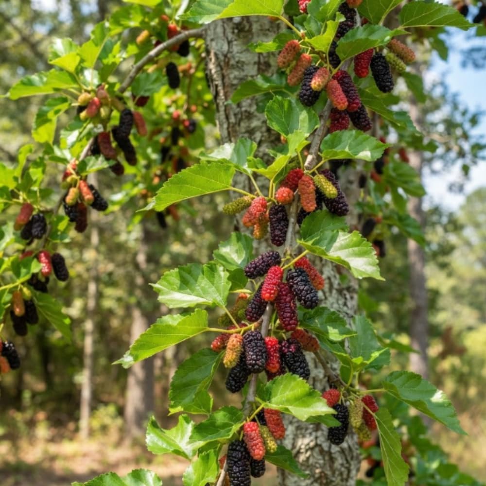 Red Mulberry Tree Live Plant, Sweet Berry Fruit Tree for Garden, 4-7" Tall