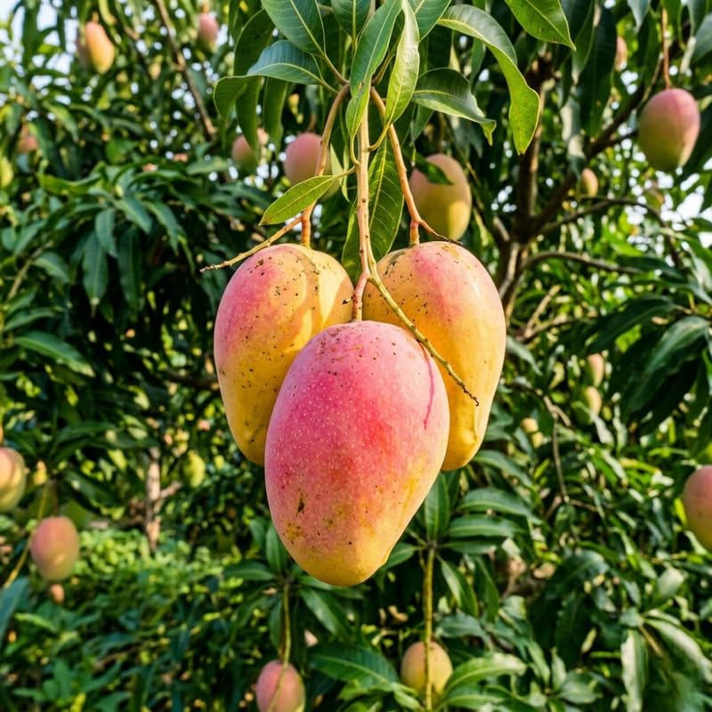 Bright Yellow Mango Tree Live Plant, Tropical Mango Fruit Tree, Fully Rooted in 3 Gallon Pot, 2 to 3 Feet Tall for Outdoor Gardening, No Ship to CA