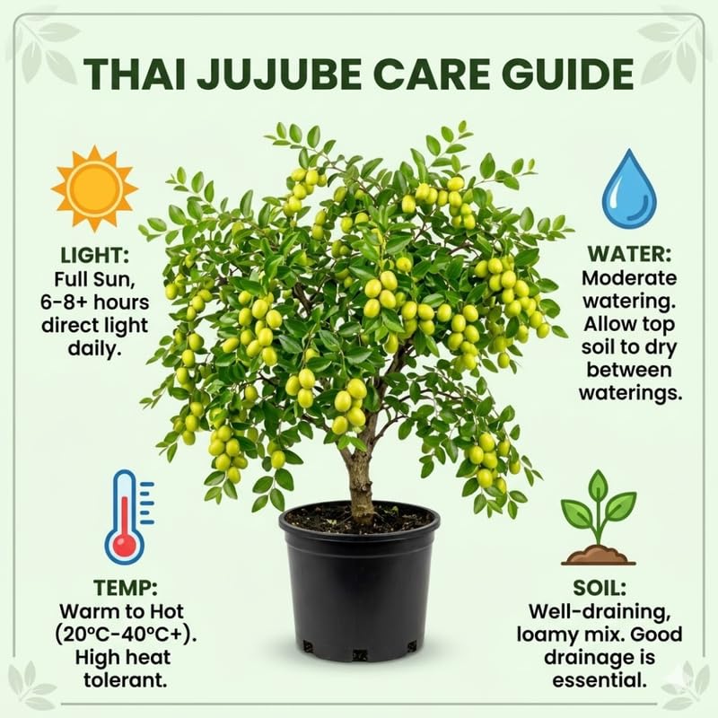 Live Jujube Tree 2.5-3 Feet Tall, Jujube Fruit Tree Plant for Outdoor Garden, Fast Growing, No Ship to CA