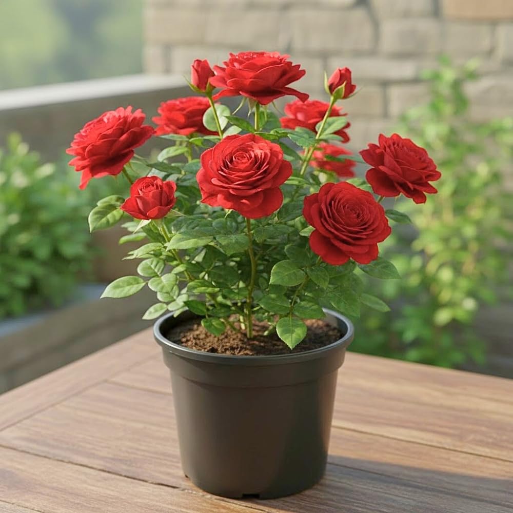 Red Rosa Live Plant, Rose Plant Live, Red Blooms Flower, 2 to 3 Feet in Height for Indoor Outdoor Planting