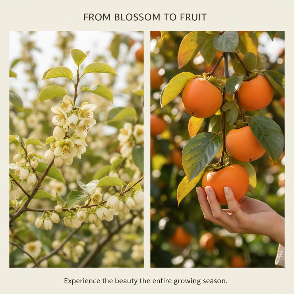 Live Persimmon Fruit Plant 3 to 4ft Tall, Sweet Persimmon Tree in 3 Gallon Pot for Garden No Ship to CA