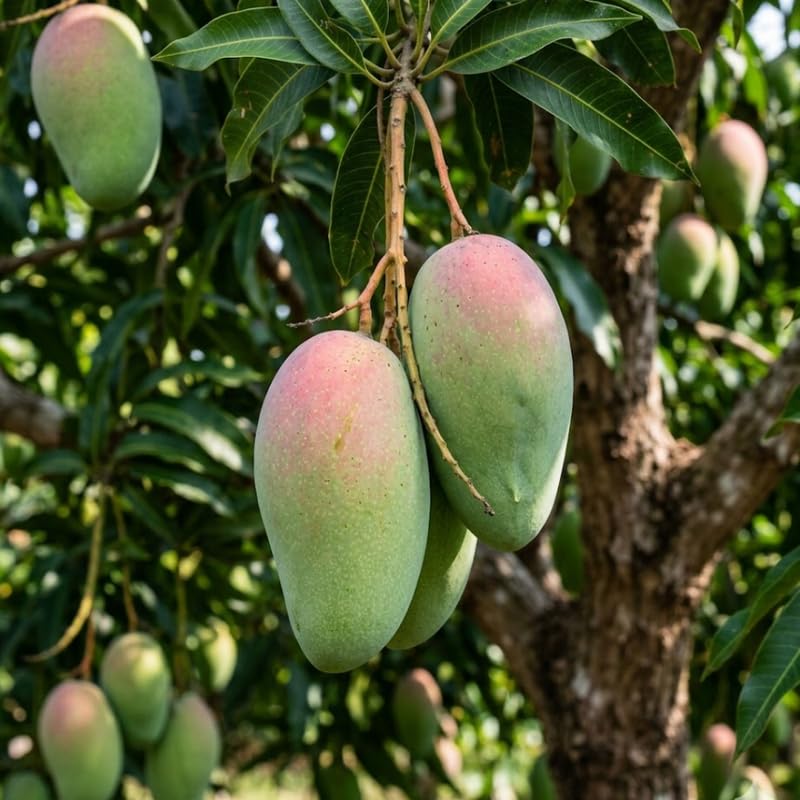 Sweet Mango Tree Live Plant, Tropical Mango Fruit Tree, Fully Rooted in 3 Gallon Pot, 2 to 3 Feet Tall for Outdoor Gardening, No Ship to CA