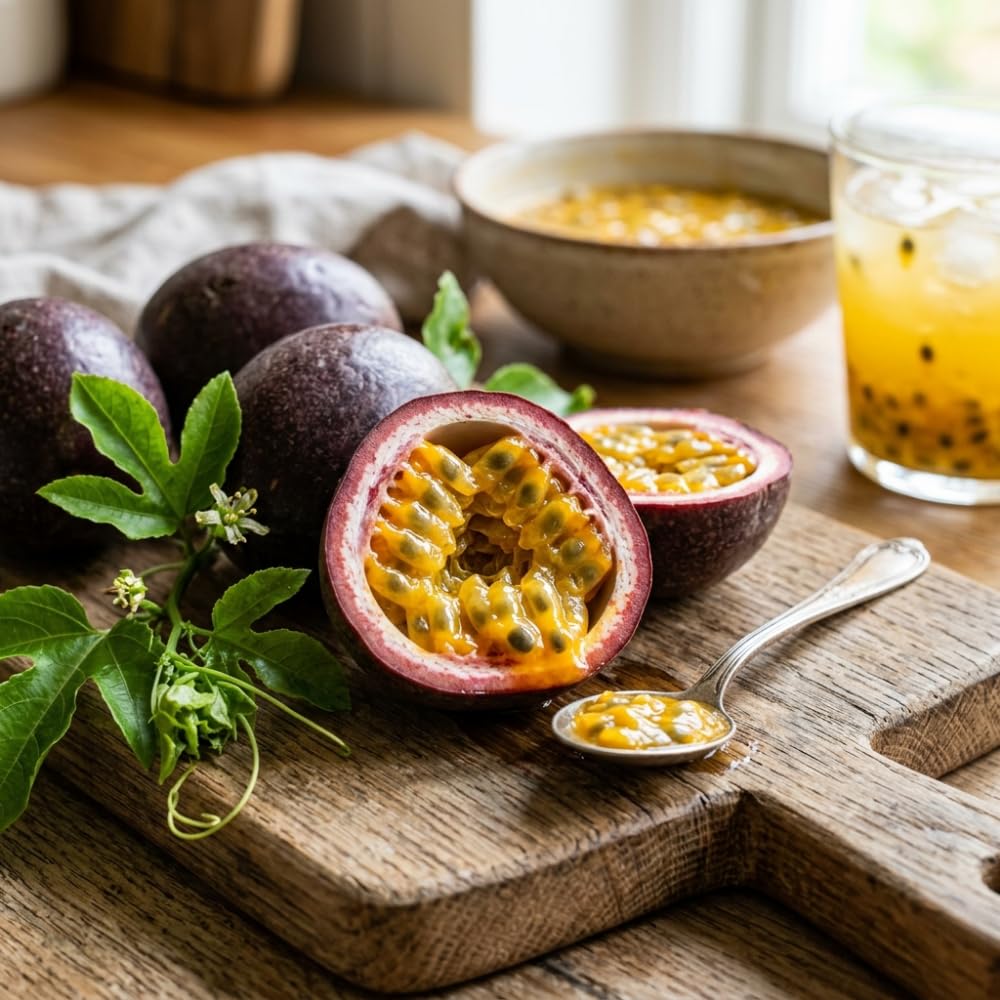 Purple Passion Fruit Plant Live, Passion Fruit Tree, 1 Gallon Pot, 1 Feet Tall, Sweet Fruits, Passionfruit Vine Plant for Trellis and Outdoor Garden, No Ship to CA