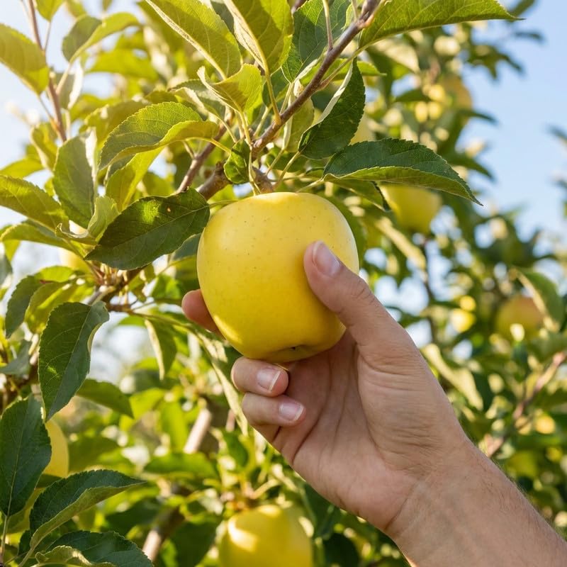 Live Yellow Delicious Apple Tree 3 Feet Tall, Fruit Apple Tree Plant for Outdoor Garden in 5 Gallon Pot, Sweet Apples for Backyard Orchard, Patio Container or Home Garden, No Ship to CA