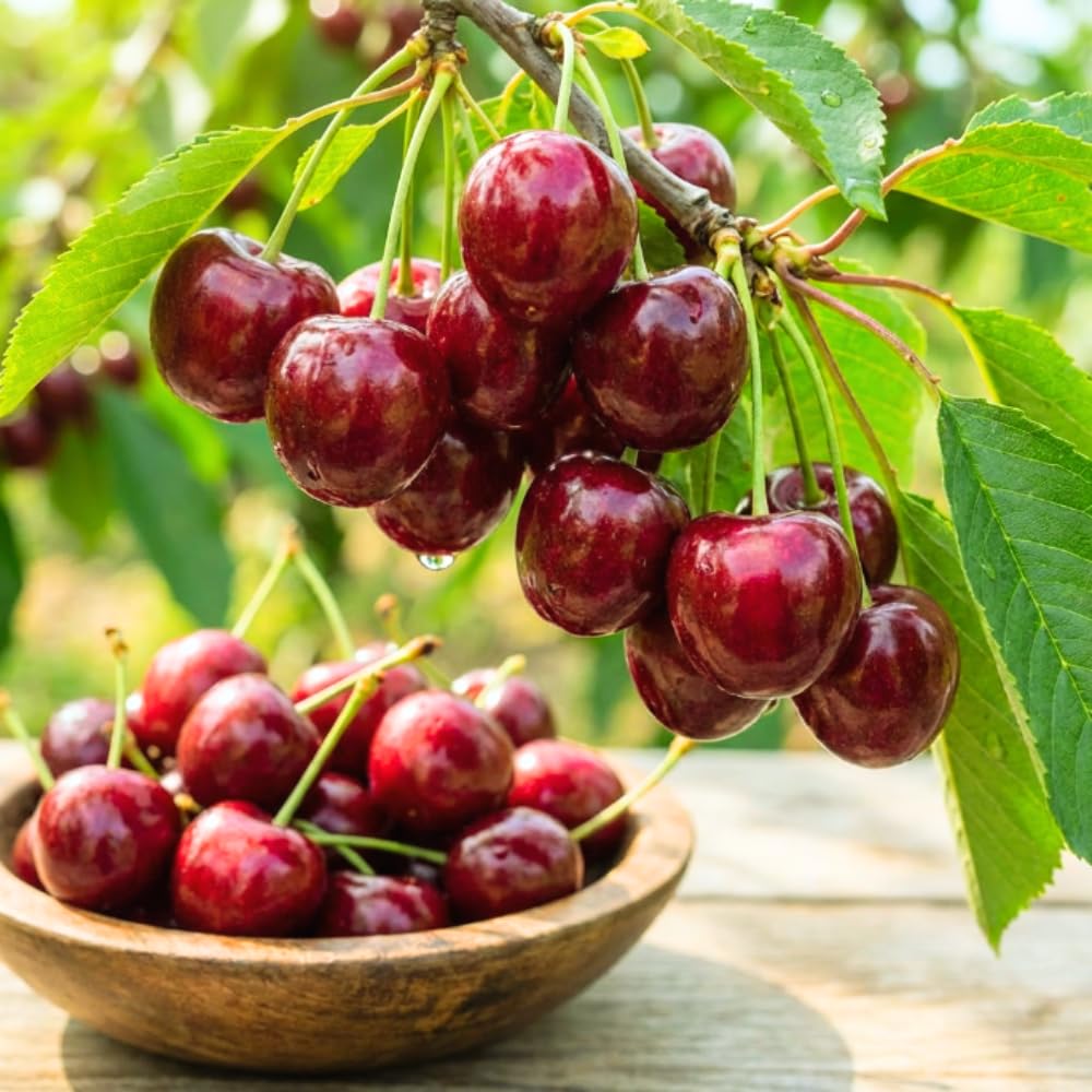 Cherry Trees Live Plants, Cold Hardy and Sweet Cherry Tree in 3 Gallon Pot, 2 to 3 Feet Tall, Cherries Fruit Plant for Outdoor Garden, No Ship to CA (Deep Red)