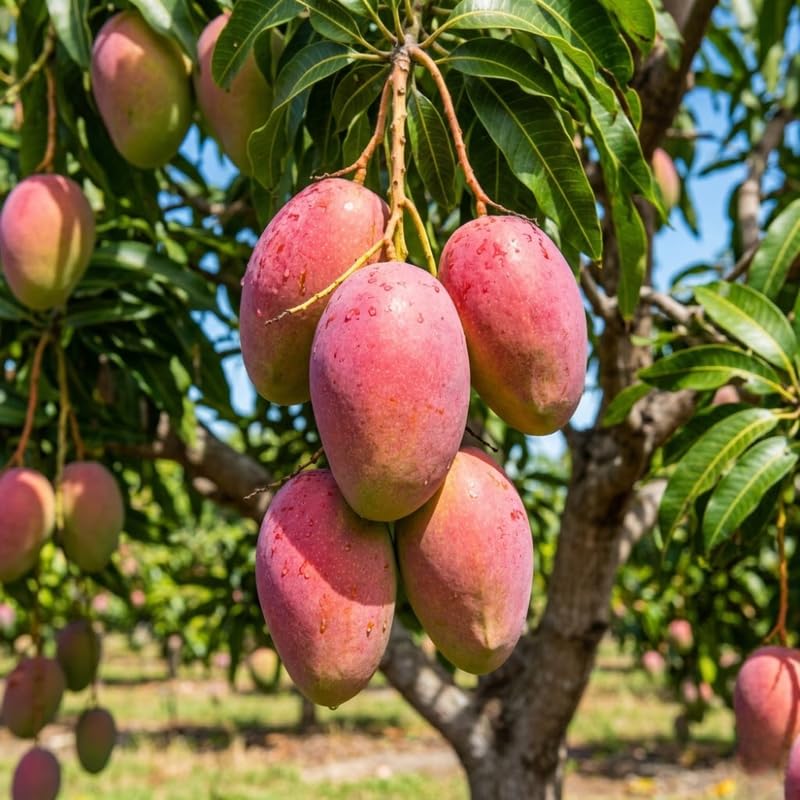 Bright Yellow Mango Tree Live Plant, Tropical Mango Fruit Tree, Fully Rooted in 3 Gallon Pot, 2 to 3 Feet Tall for Outdoor Gardening, No Ship to CA