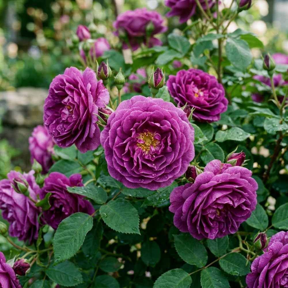Purple Rose Plant Live, Mini Patio Rose Live Plant in 3 Gallon Pot, 1 Feet Tall, Compact Blooming Rose for Containers and Gardens, No Ship to CA