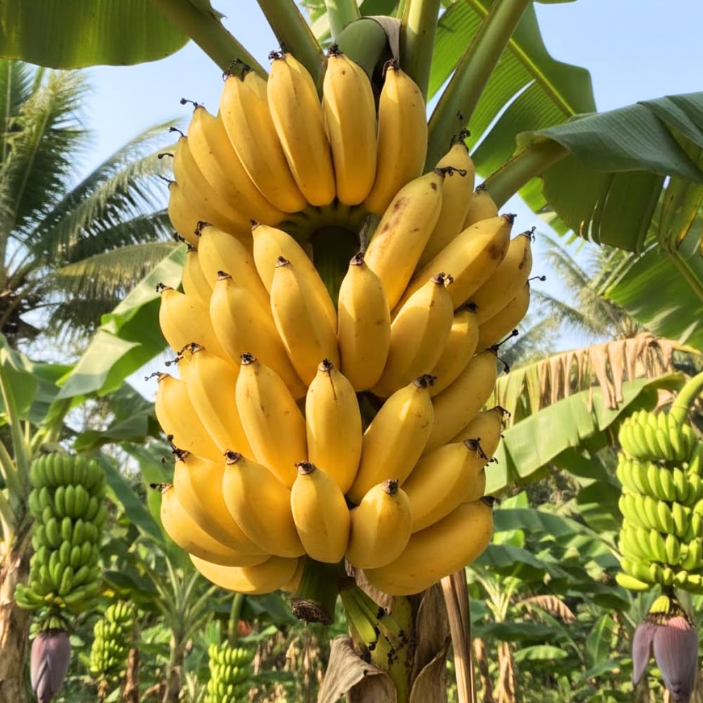 Banana Trees Live Plants in 1 Gallon Pot, Yellow Banana Plant Full Rooted from 2 to 3 Feet Tall, Rare Banana Tree for Home Garden, Sweet Fruit and Easy Care for