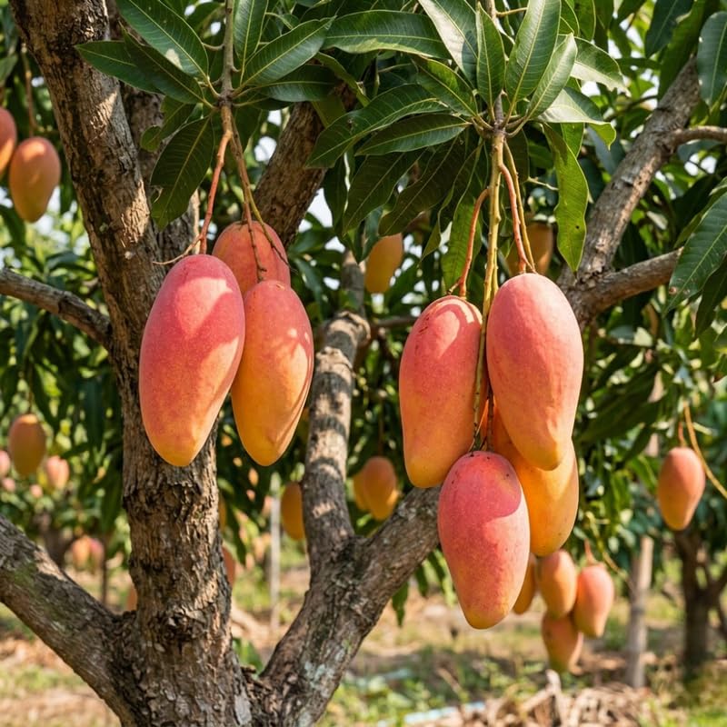 Golden Mango Tree Live Plant, Tropical Mango Fruit Tree, Fully Rooted in 3 Gallon Pot, 2 to 3 Feet Tall for Outdoor Gardening, No Ship to CA