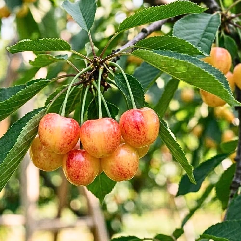 Cherry Live Tree Plant, 3-4 Feet Tall in 3 Gallon Pot, Cherry Trees Live Plants, Sweet Fruit Tree, Cold Hardy for Outdoor Gardening, No Ship to CA (Rainier)